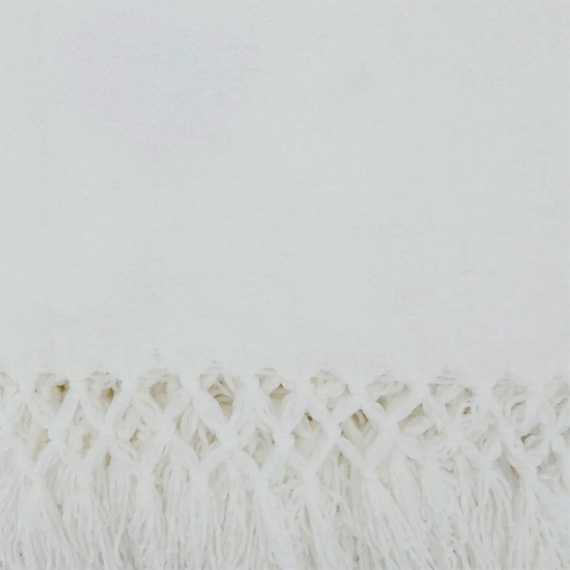 Jeté en chenille unie noué à la main l 50 po x L 60 po Blush, Blanc