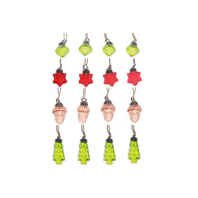 Ornements suspendus en verre (étoile / arbre / boule / gland) (assorti)