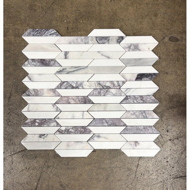 Thassos & Lilac Half Picket Mosaic