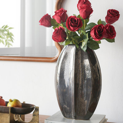 Modern Black Faceted Ceramic Vase – Sculptural Metallic Accent for Minimalist Home Decor