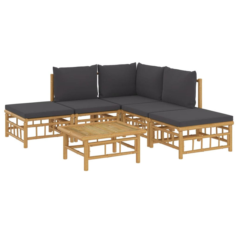 Ensemble de conversation pour 3 personnes avec coussins Mable, Gris foncé