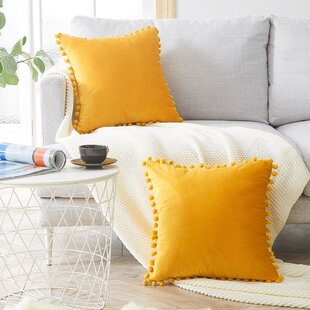 fokusent Throw Pillow Covers 18x18 Set of 2 Farmhouse Mustard Yellow Couch  Pi