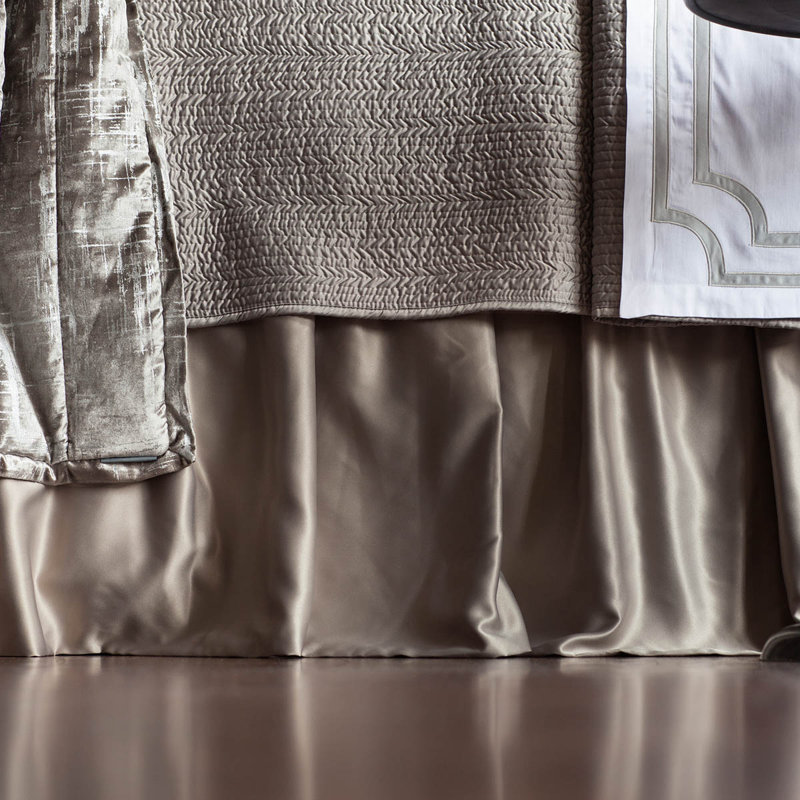 Retro Ruffled Wrap Around Bed Skirt, Pewter