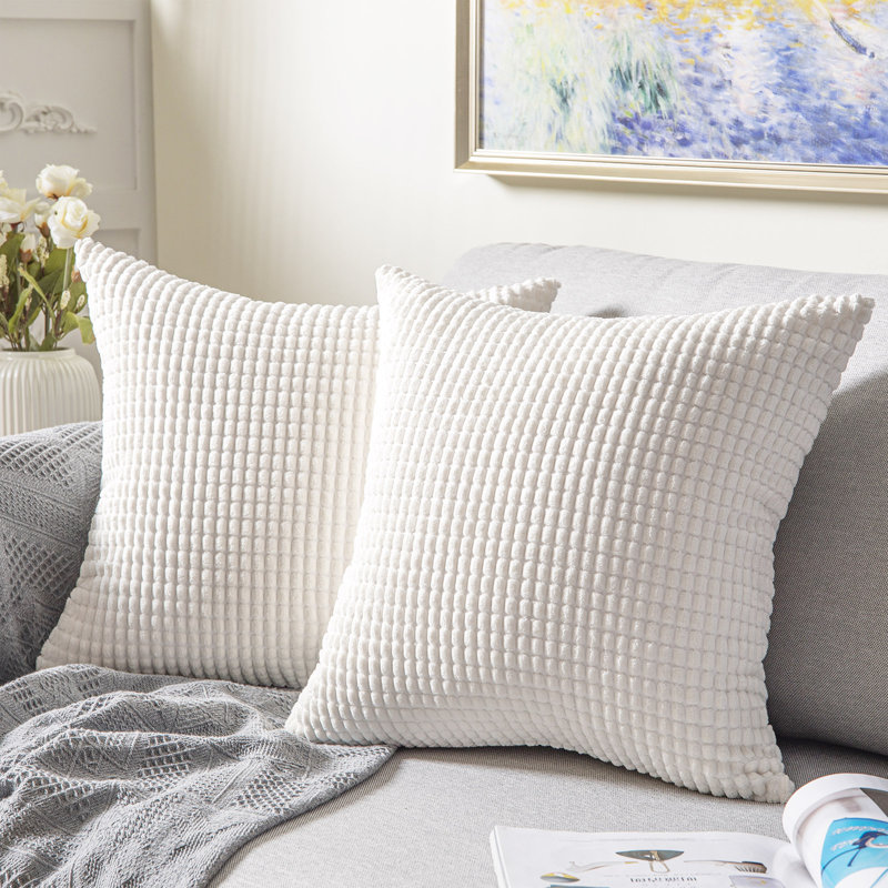 Housse de coussin carré en velours côtelé, H 18 po x l 18 po, Citron