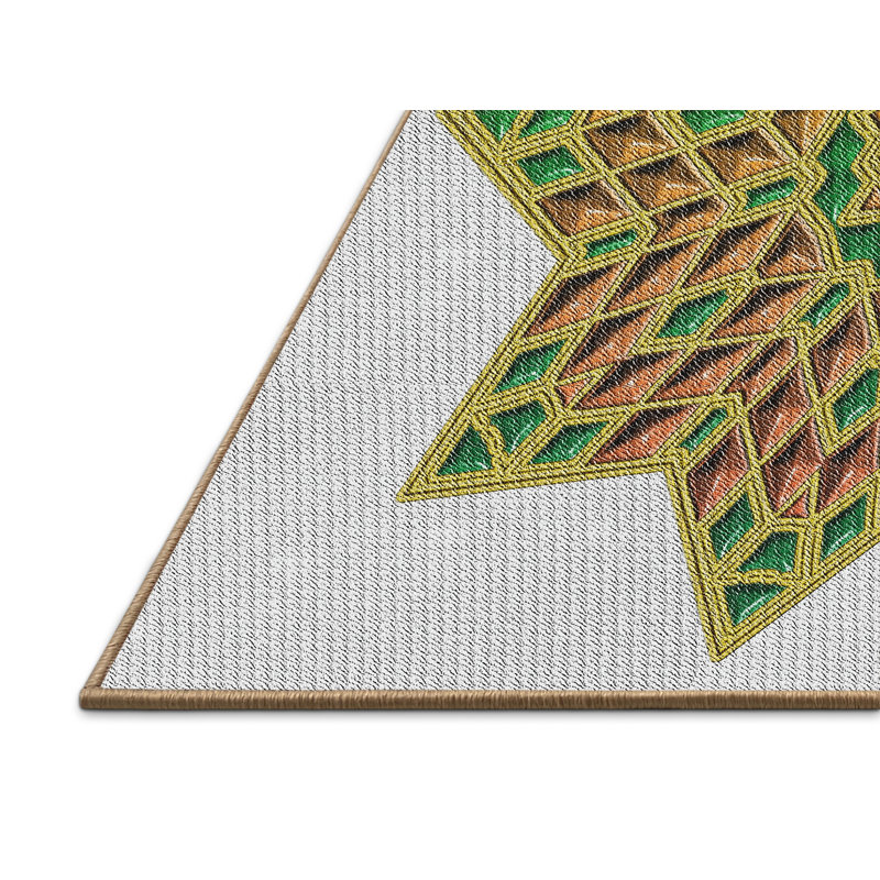 Tapis gris/vert/rouge à motifs, Rectangle 8 pi x 12 pi