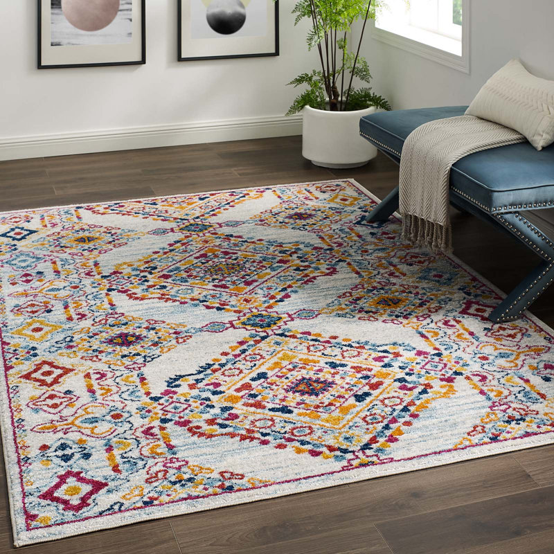 Tapis à motif floral en treillis Modway Entourage Khalida, Rectangle 8 pi x 10 pi