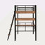 Lit mezzanine en métal avec bureau intégré, tablette de rangement et échelle-1462543205