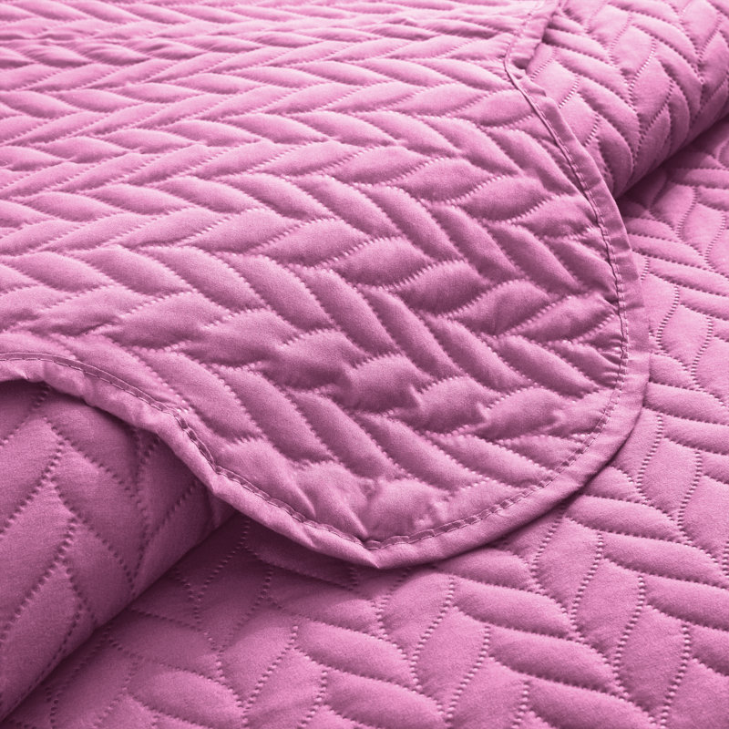 Embossed Microfiber Bedspread Set For California King – Oversized, Soft & Dust-Resistant, 3-Piece, Purple