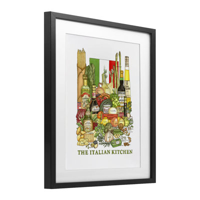 «Italian Kitchen and Food», reproduction sous verre encadrée, design par Nancy Overton