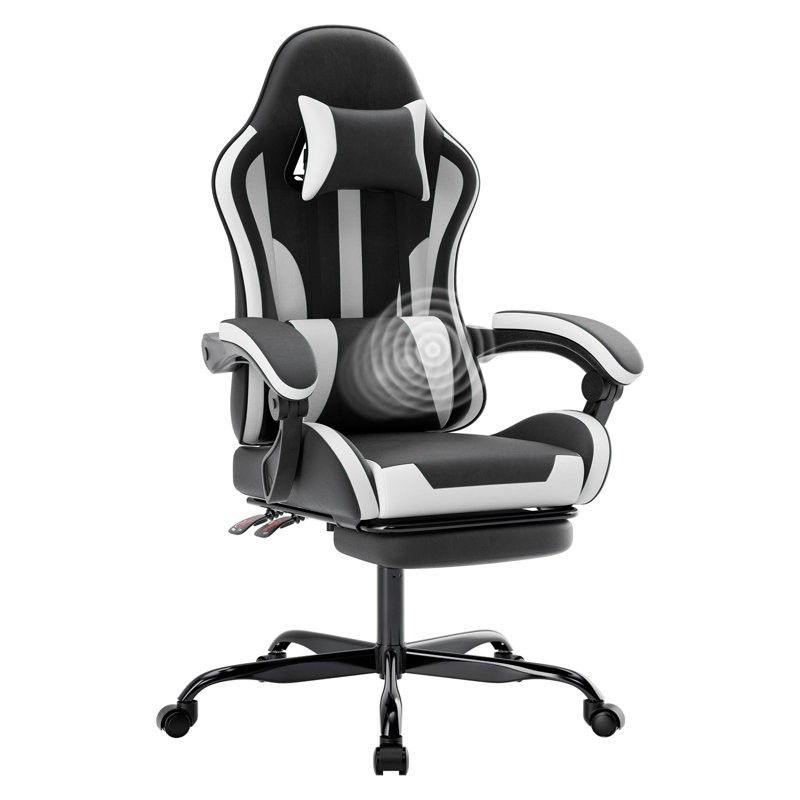 Chaise de jeu 1 pièce en PVC noir et blanc avec repose-pieds rétractable et conception ergonomique