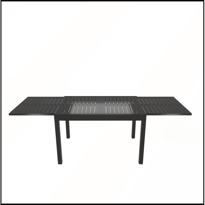 Table de salle à manger d'extérieur carrée extensible en aluminium, 90 cm de largeur x 135 à 269 cm de longueur