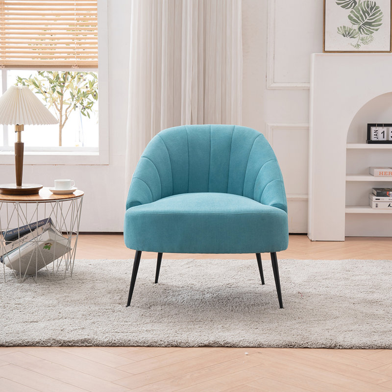Fauteuil demi-tonneau en polyester 26 po, 100 % polyester bleu clair