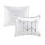 Édredon pour lit simple / simple TG - blanc avec imprimé géométrique argenté, microfibre confortable, 2 taies décoratives, coussins décoratifs, fer à repasser durable et infroissable pour les plis-129948249