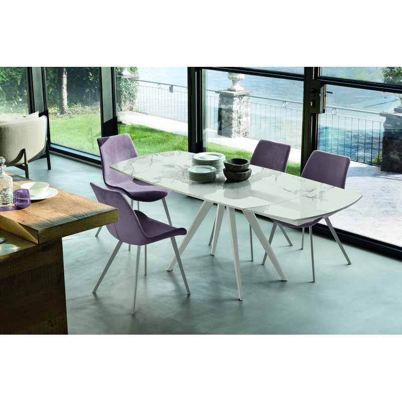 Jaclyn Rectangular 200cm W Dining Table, Brushed Silver, Arabesque