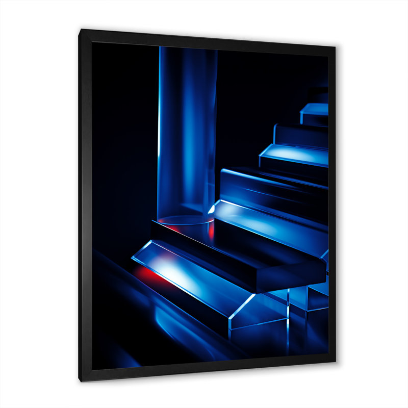Sapphire Serenade Abstract Collages 2 - Abstract Collages, art mural, Cadre simple noir, H 20 po x l 12 po x P 1 po