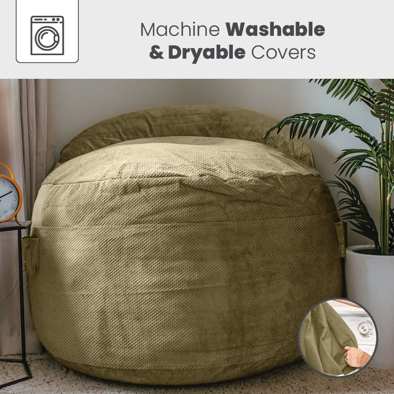 Full Moss Green Chenille Convertible Bean Bag Chair