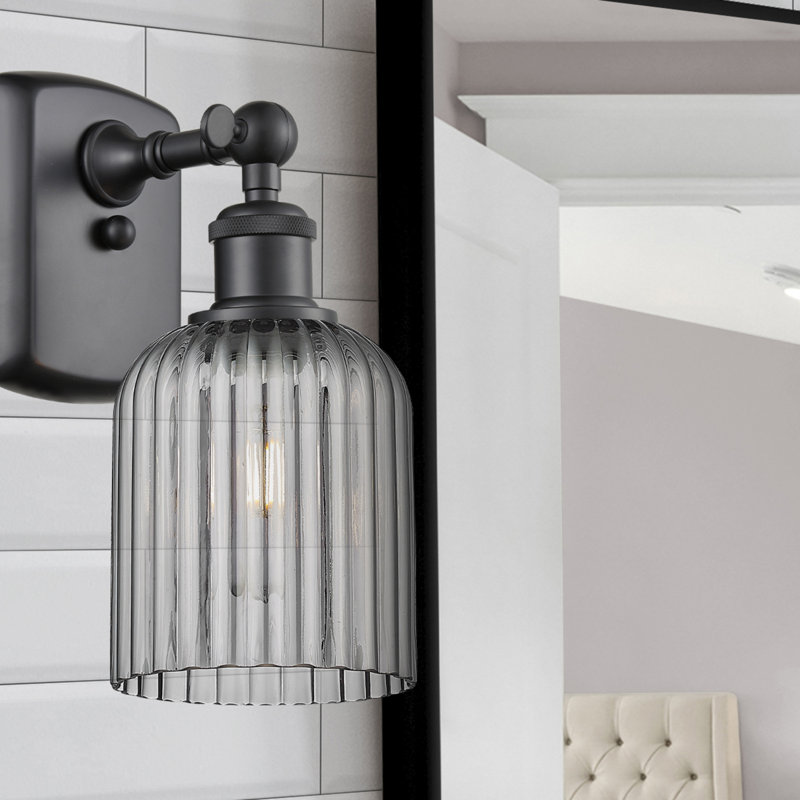 Applique à bras en acier Northgate, Noir mat, Gris fumée clair