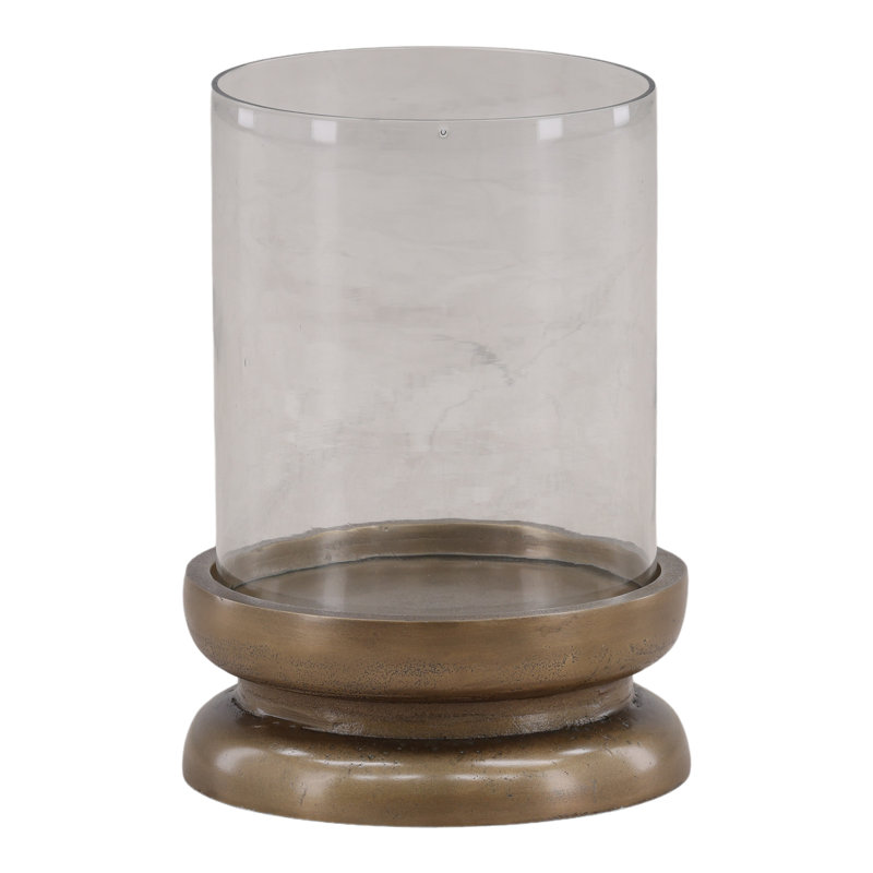 Fairmont Candle Holder Antique Brass, 15.4" H x 9.5" W x 9.5" D