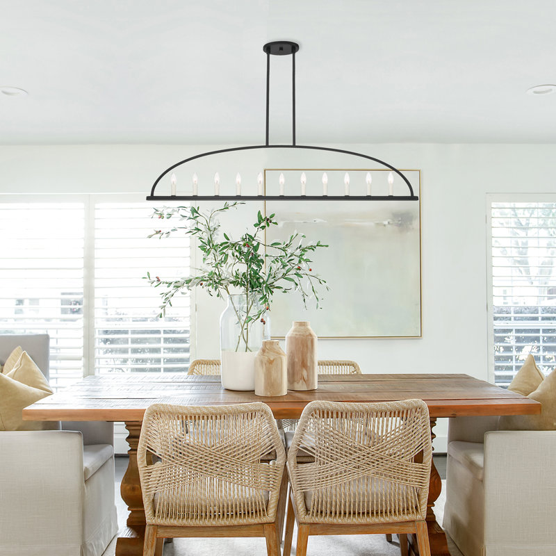 Roumel 11 Light Black Linear Chandelier, Black