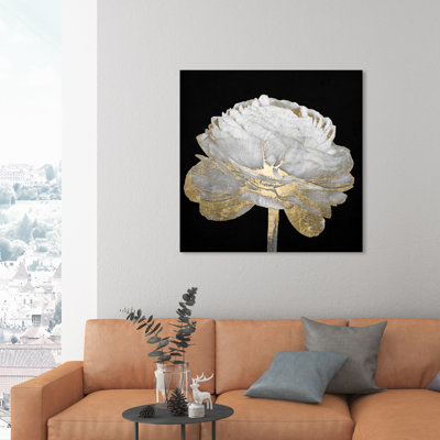 «Gold and Light Floral II Rose», impression sur toile tendue