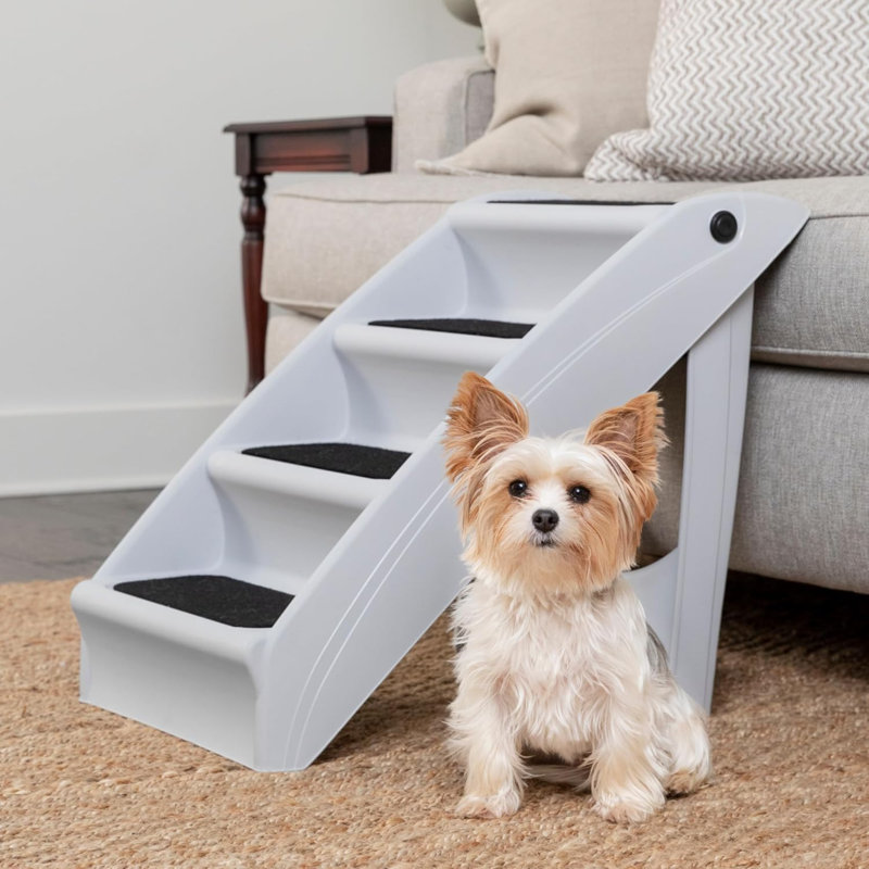 Cozy Up Folding Pet Steps 25" Grey, Gray, 25" H x 18" W x 28" D