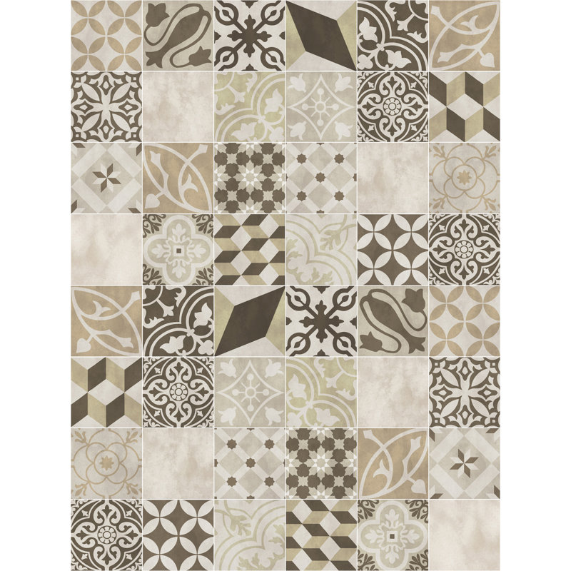 Maeve Vinyl Machine Printed Area Rug, Rectangle 4'4.4" x 6'6.7"