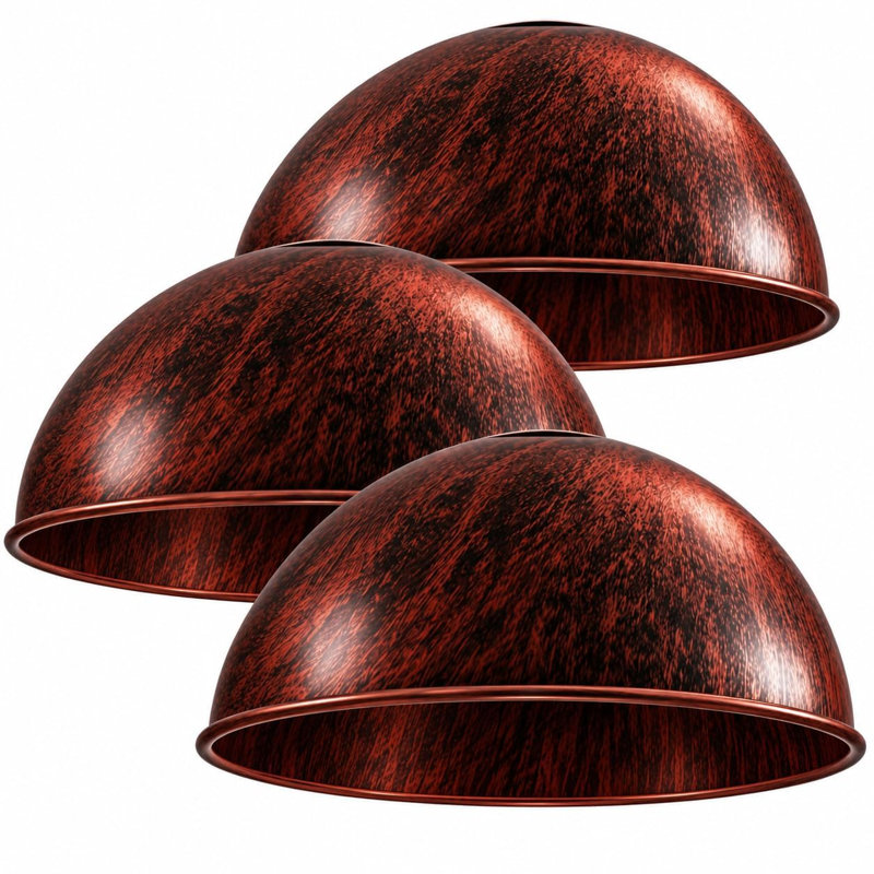 8.27" Dome Pendant Lamp Shades 3-Pack, Rustic Red