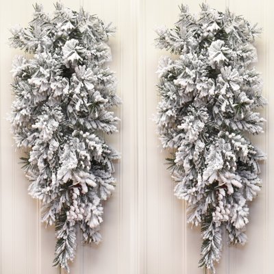 Winter Snow Flocked Faux Pine Swag