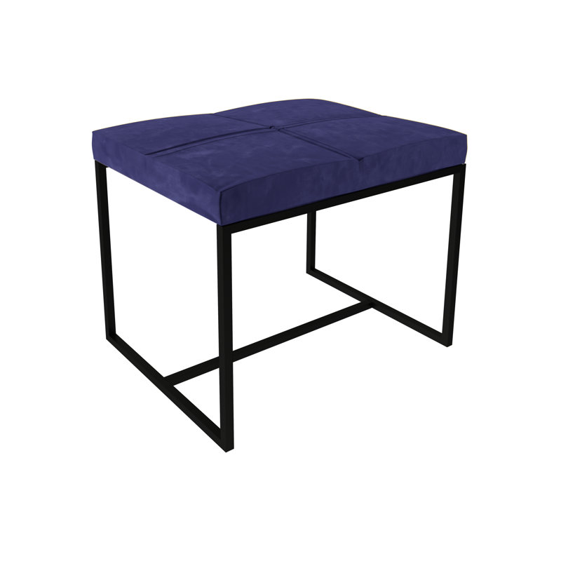 Euclid Steel Accent Stool, Midnight Blue, Brass Brushed