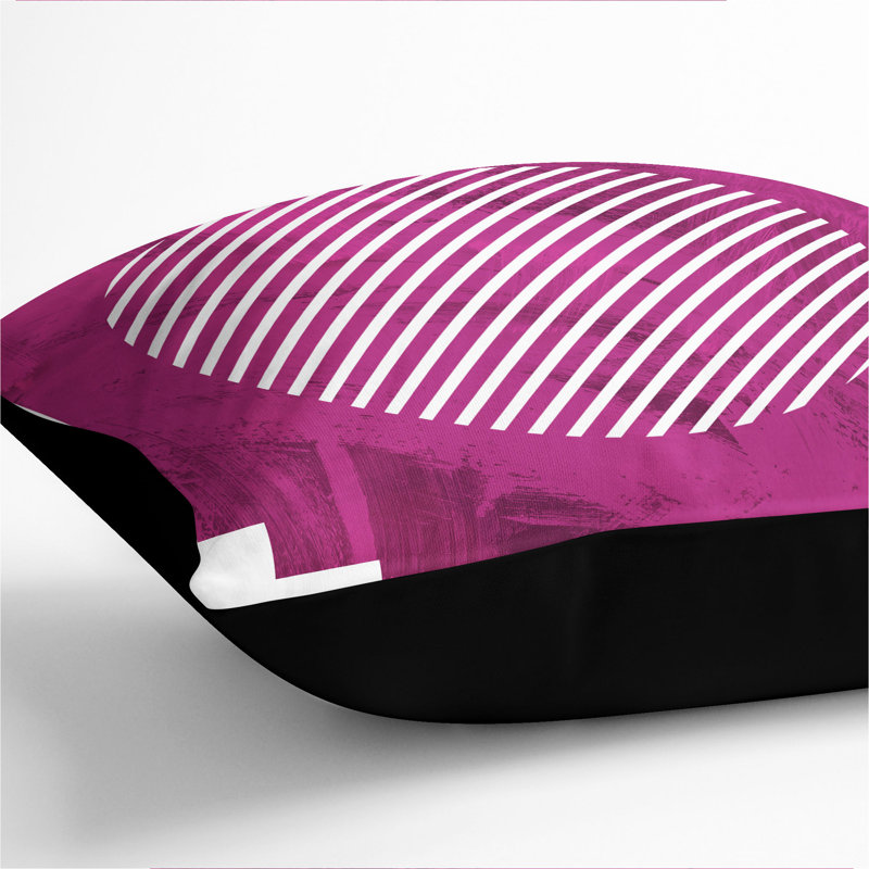 Striped Square Cushion, 40cm H x 40cm W x 15cm D, Black