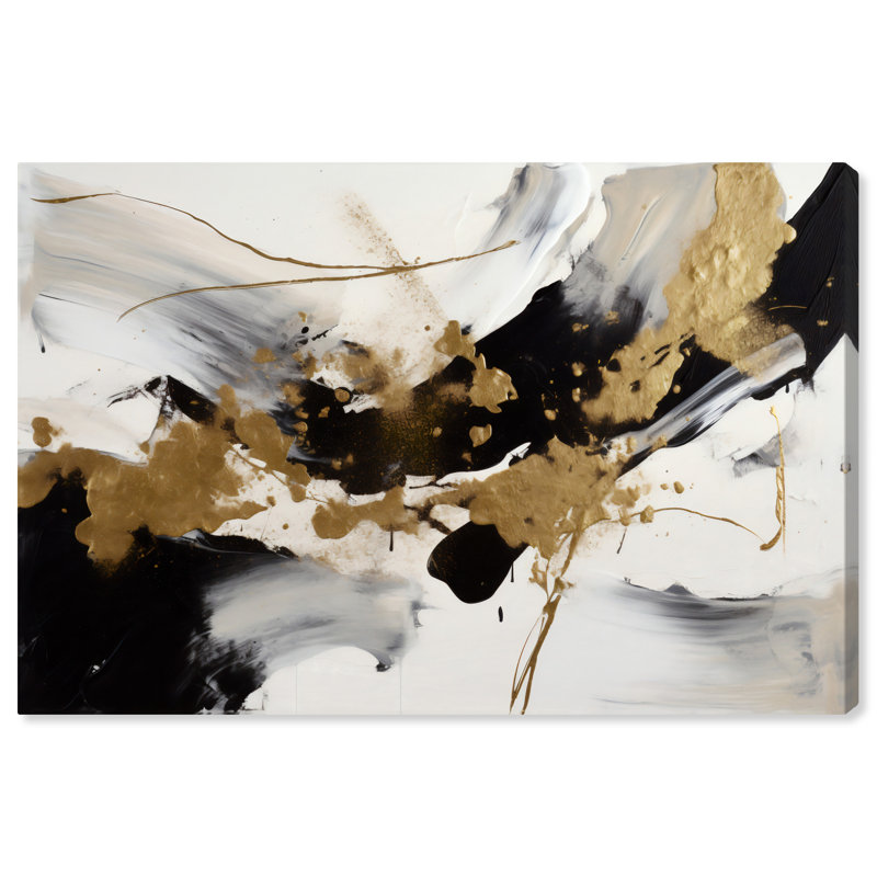Abstrait abstrait doré liquide moderne et contemporain, reproduction d'art sur toile, H 16 po x l 24 po x P 0,8 po
