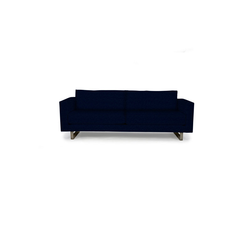 Canapé à accoudoirs carrés de 90 po avec coussins réversibles Avalon, Polyester haute mer, Bois flottant