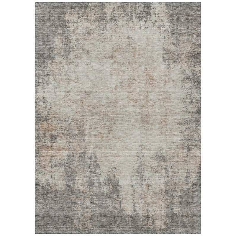 Tapis extérieur lavable abstrait taupe et ivoire 3 pi x 5 pi