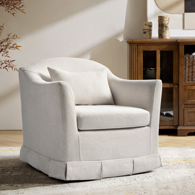 Fauteuil pivotant à housse Mcgee Modern Farmhouse, Polyester blanc
