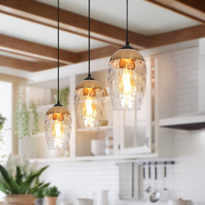 Hanshelmut 1-Light Single Shaded Kitchen Island Pendant(1-Set), Brass