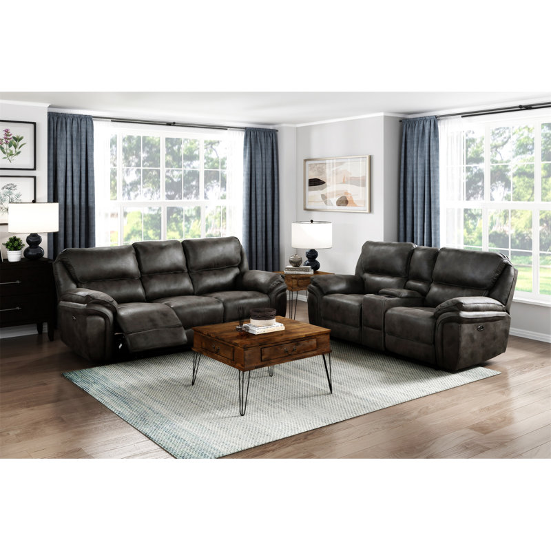 Ensemble de canapé de salon moelleux 2pc, Brun