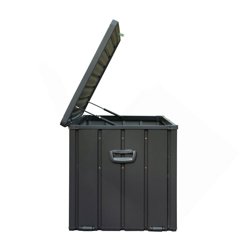 Boîte de rangement extérieure 100 gallons imperméable, grand bac de rangement pour patio pour coussins extérieurs, coussins décoratifs, outils de jardin, verrouillable