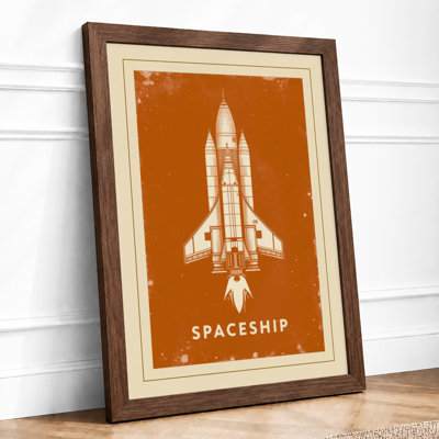 Retro Spaceship Blueprint Vintage - Framed Print
