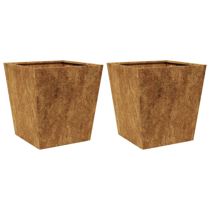Aldegundo Metal Elevated Planter, Brown, 40 cm H x 40 cm W x 40 cm D