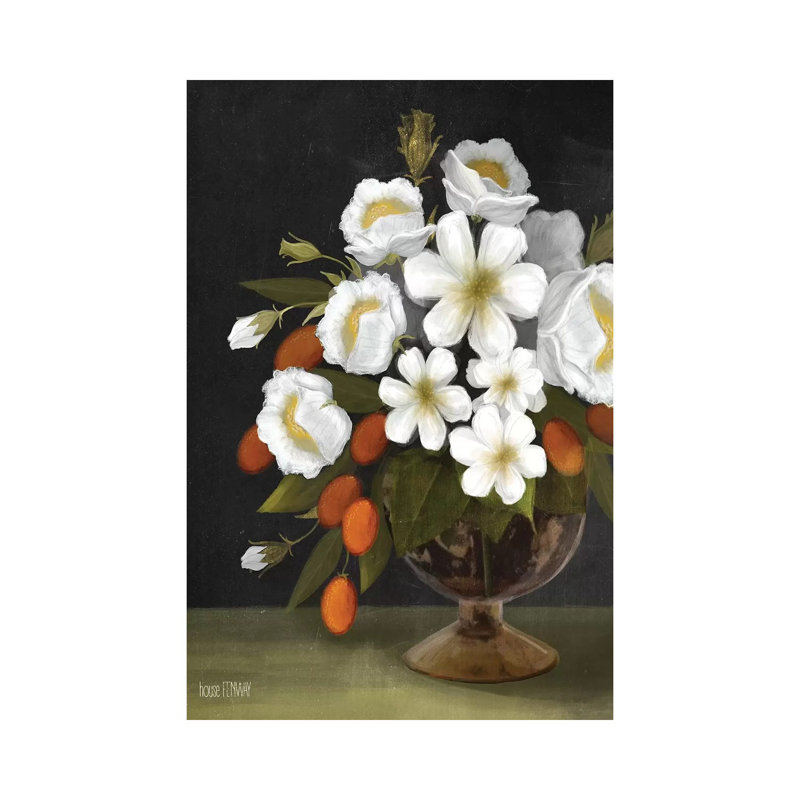 Kumquats And Blooms by House Fenway - Wrapped Canvas Painting, 20.32 cm H x 30.48 cm W