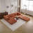 Compression Mahjong Sofa,Convertible Floor Sofa Bed,Diy Boneless Modular Sectional Sofa,No Assembly Required,Circle Fleece Fabric,Oversized 3 Seater With 3 Pillows,Orange-61771208