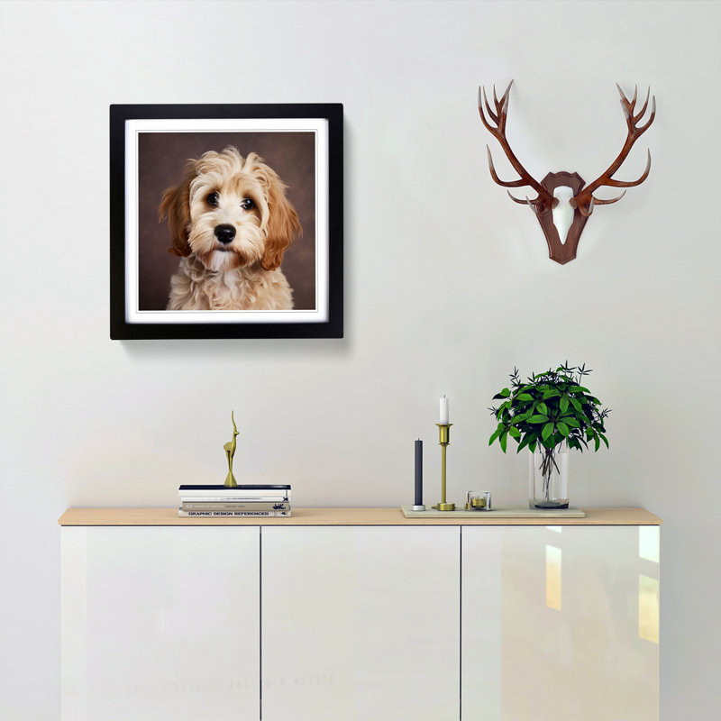 Cockapoo Photograph No.1 - Single Picture Frame Print on Wood, Black