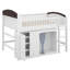 Lit mezzanine double avec armoire de rangement, structure de lit mezzanine en bois massif avec garde-robe et DEL pour enfants adolescents-631954165