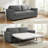 71" W Full Pull Out Sofa Bed, Velvet Loveseat Sleeper with Folding Mattress & Pillows, Light Grey-1377051036-1377051037