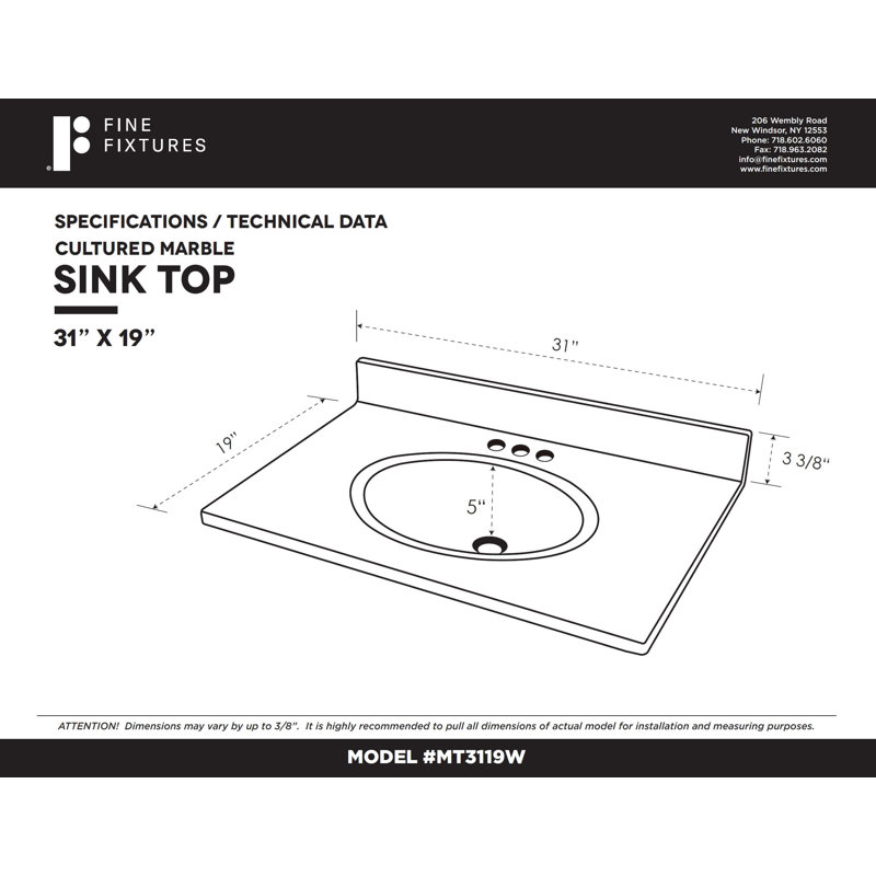 31" Single Bathroom Vanity Top in White with Sink