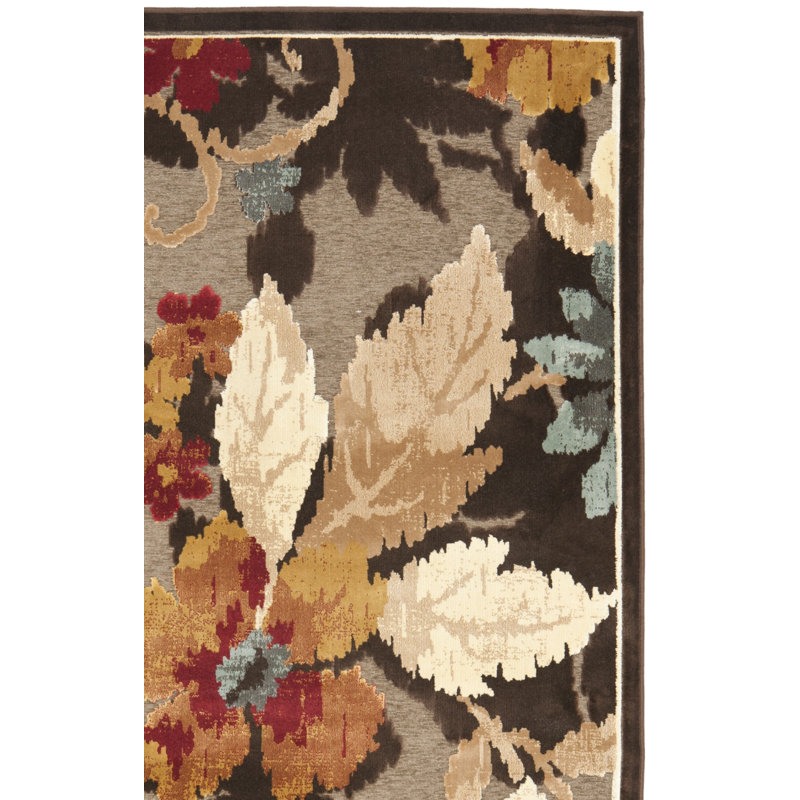 Tapis floral brun foncé Gordon, Rectangle 2 pi 7 po x 4 pi