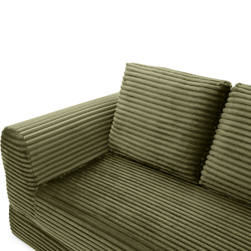 Canapé-lit pliable pliable de 21 pouces, lit en velours côtelé avec 2 oreillers, futon moderne, lit gigogne, confort moelleux, stable et sécuritaire, aucun assemblage requis, futon sans os.
