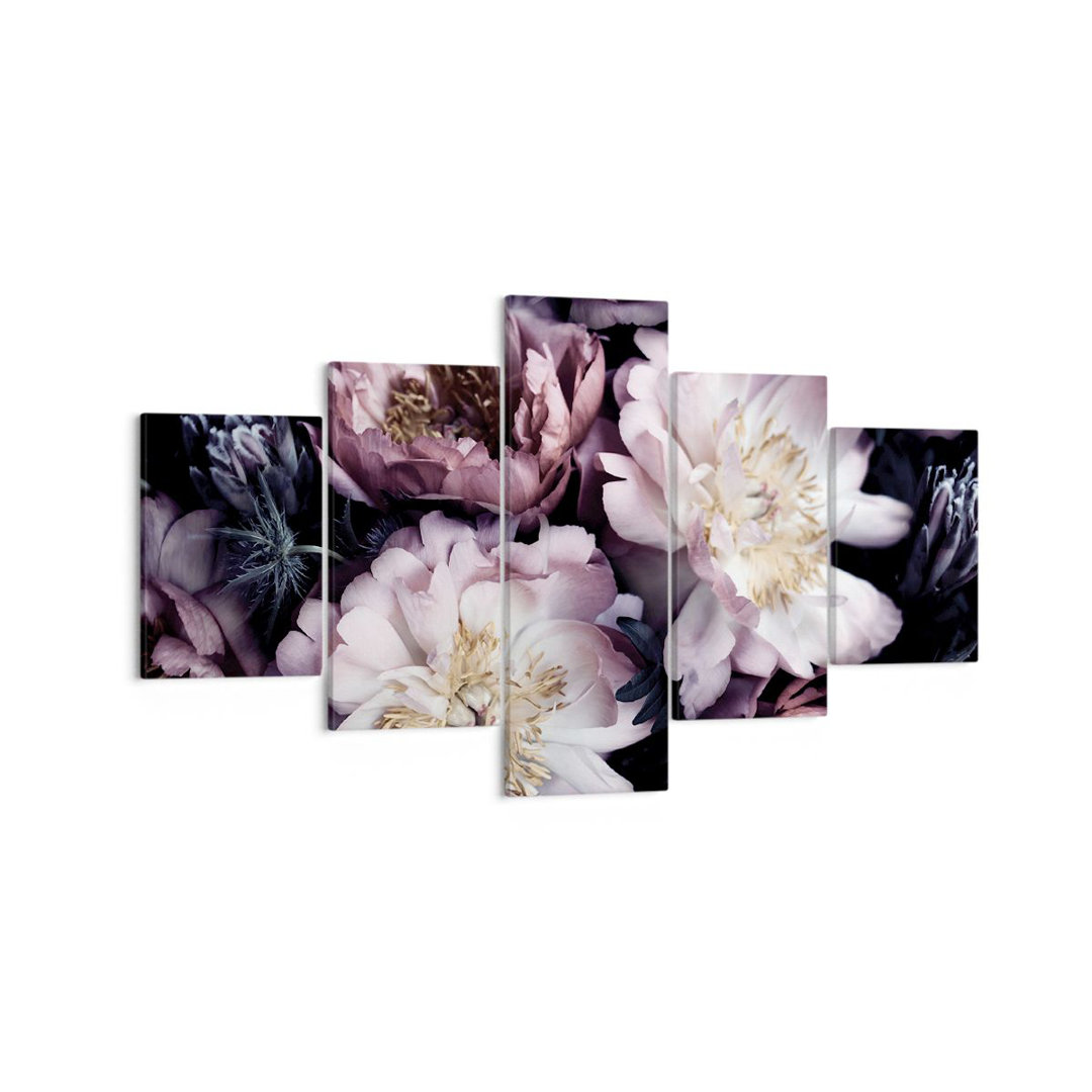 5-tlg. Leinwandbilder-Set Peonies Violet Flowers