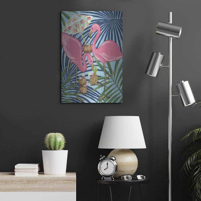«Flamingo Happy Hour 1» par Yvette St. Amant, art mural en métal, H 24 po x l 16 po