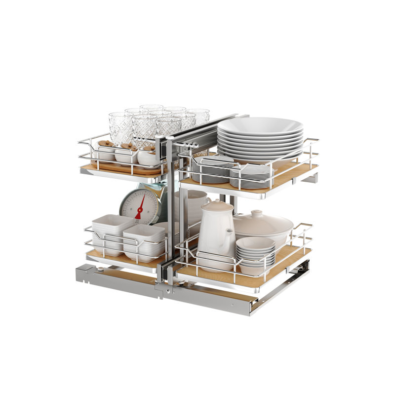Maple Three-Tier Elite Optimizer w/ Soft-Close for 15" Blind Corner Cabinet Openings